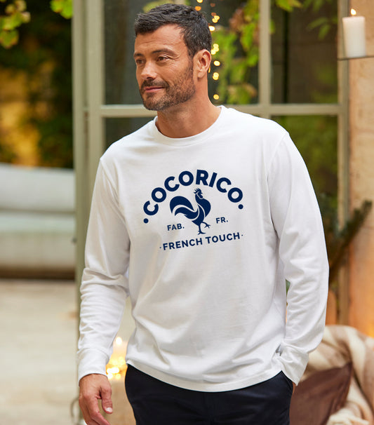 T-shirt Manches Longues Homme Blanc - Coq Français