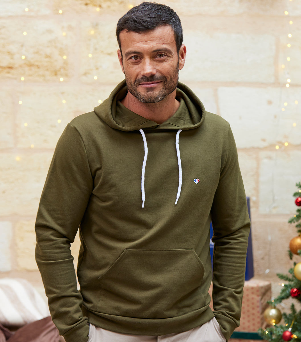Sweat à capuche Homme Kaki - Iconique