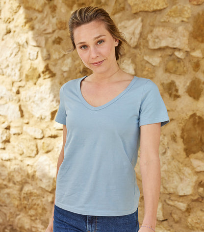T-shirt col V Femme Ciel - Intemporel