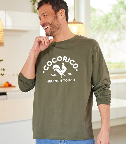 T-shirt Manches Longues Homme Kaki - Coq Français