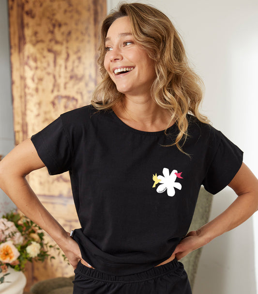 T-shirt Pyjama Femme Noir - Colibri