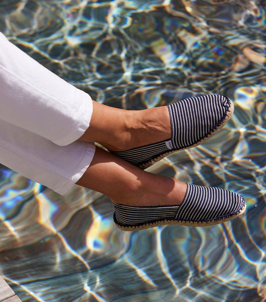 Espadrille Femme Rayé Fine Bleu
