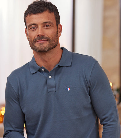 Polo Homme Manches Longues Azur - Iconique
