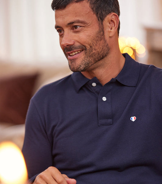Polo Homme Manches Longues Marine - Iconique