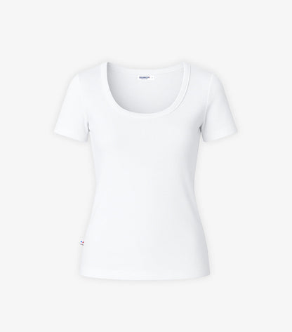 T-shirt Femme Côtelé Blanc - Intemporel