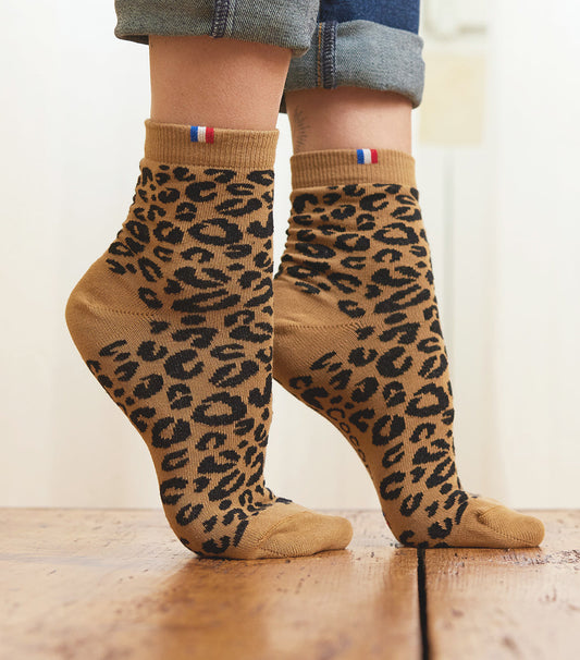Chaussettes Femme Léopard Marron