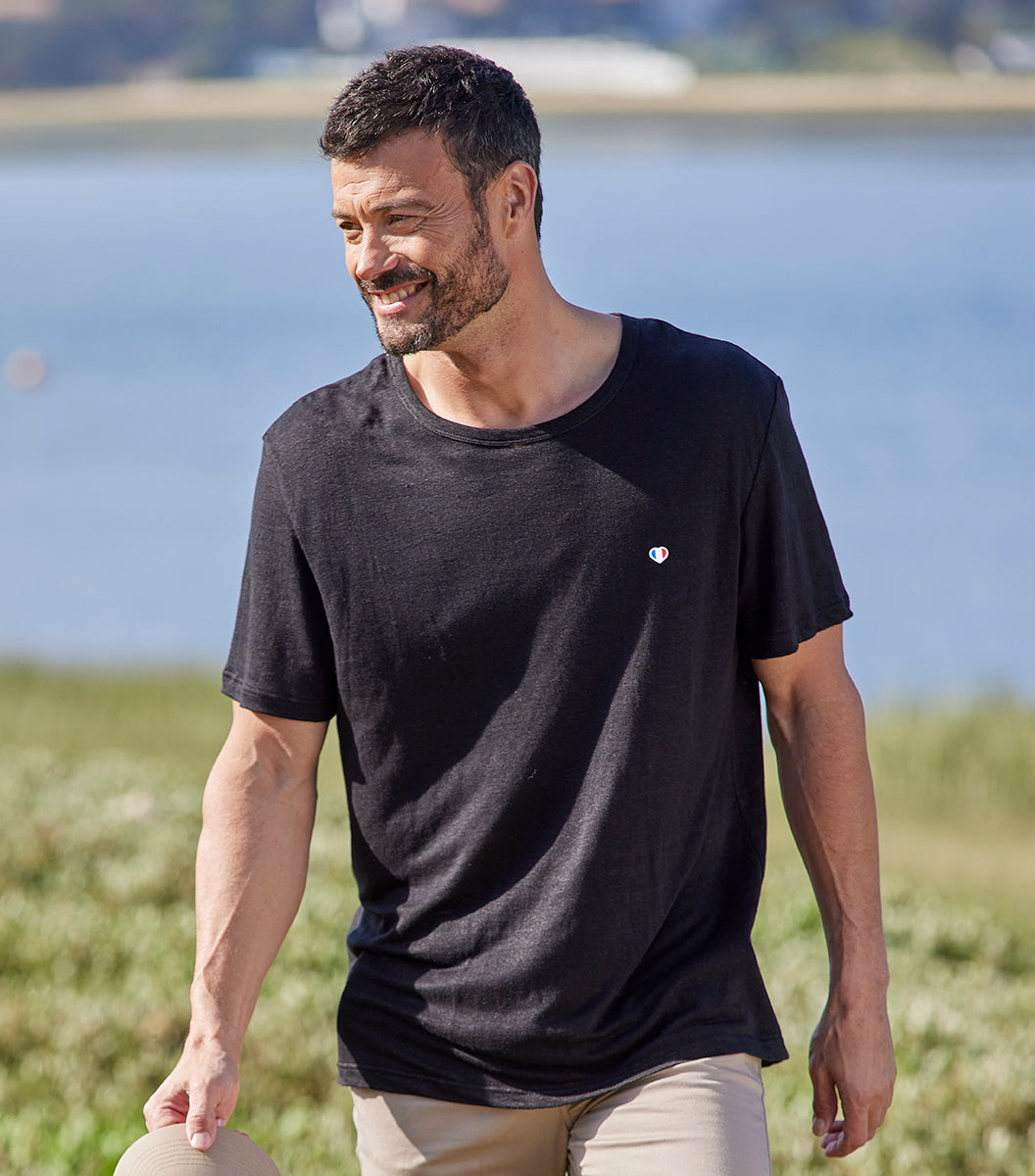 T-shirt Homme en Lin Noir - Iconique