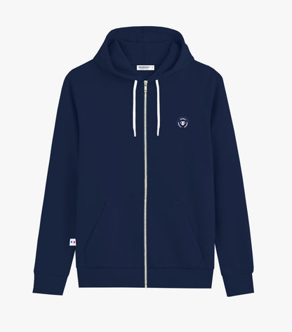 Sweat zippé Homme Marine - Blason