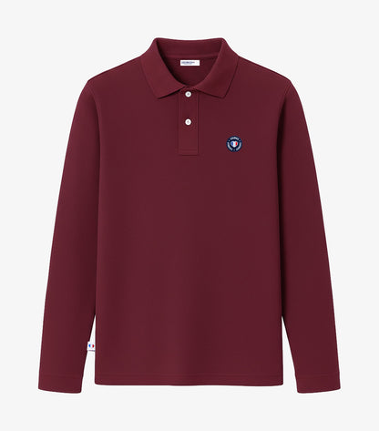 Polo Homme Manches Longues Bordeaux - Blason