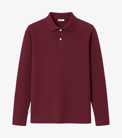 Polo Homme Manches Longues Bordeaux - Intemporel