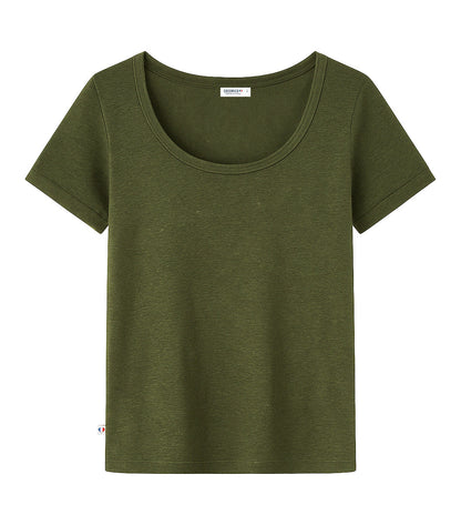 T-shirt Femme en Lin Kaki - Intemporel