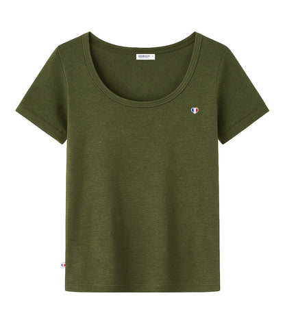 T-shirt Femme en Lin Kaki - Iconique