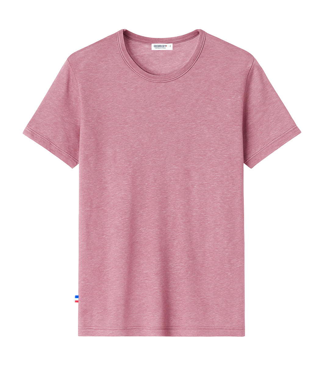 T-shirt Homme en Lin Rose - Intemporel