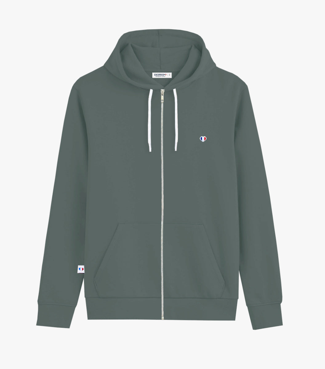 Sweat zippé Homme Sauge - Iconique