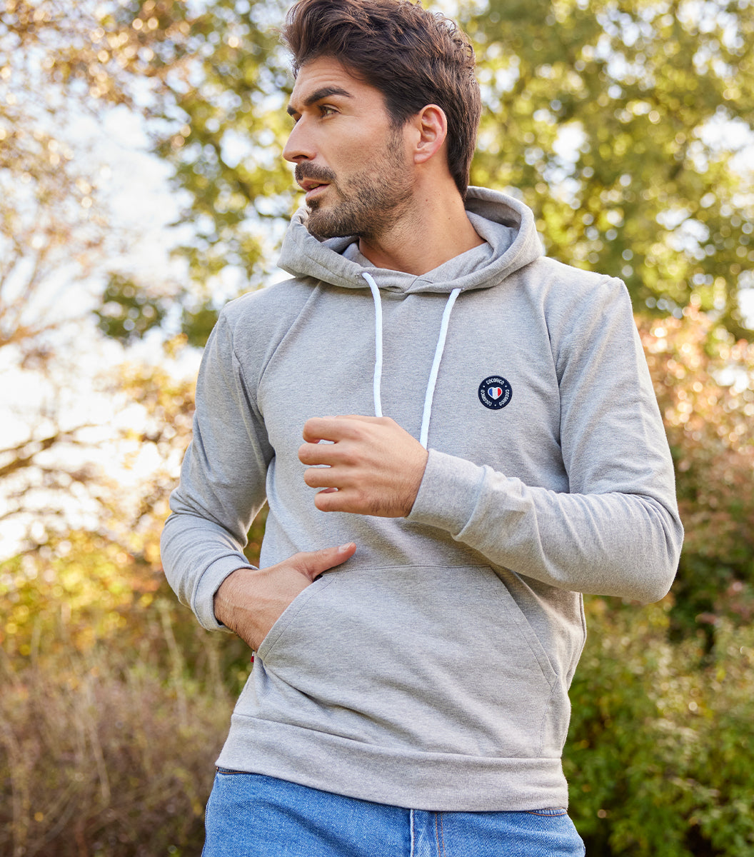 Sweat à capuche Homme Gris - Blason