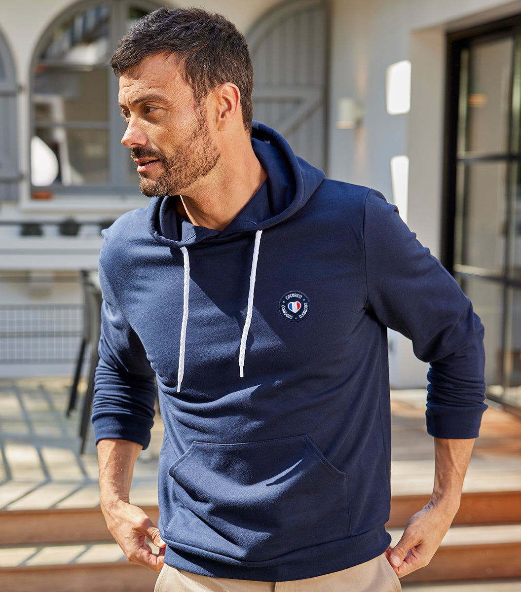 Sweat à capuche Homme Marine - Blason