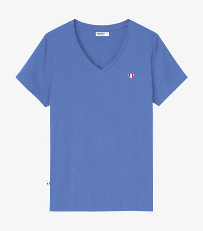 T-shirt col V Femme Bleu Riviera - Iconique