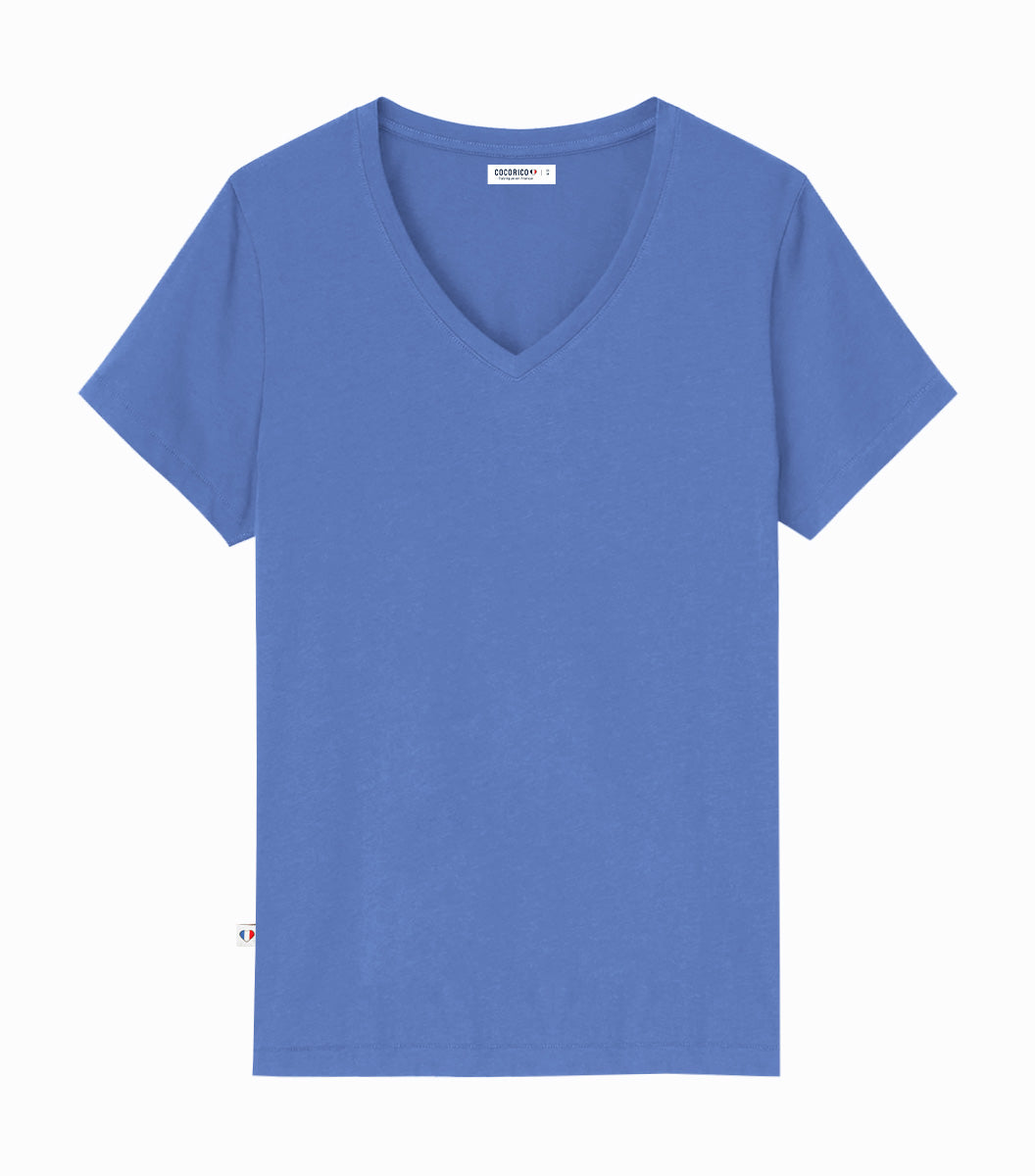 T-shirt col V Femme Bleu Riviera - Intemporel