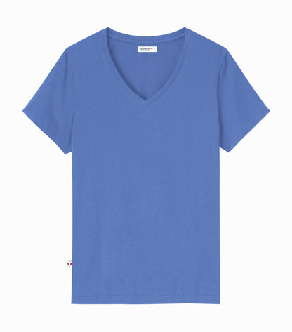 T-shirt col V Femme Bleu Riviera - Intemporel