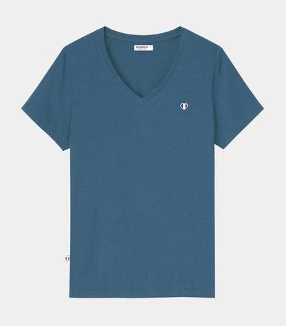 T-shirt col V Femme Azur - Iconique