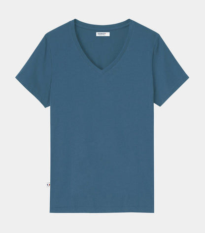 T-shirt col V Femme Azur - Intemporel