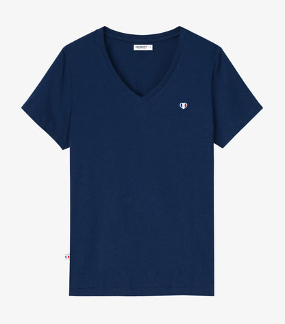 T-shirt col V Femme Marine - Iconique