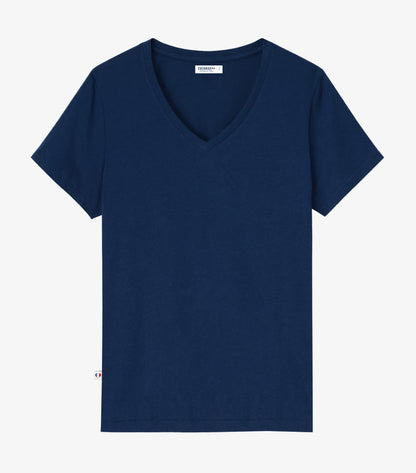 T-shirt col V Femme Marine - Intemporel