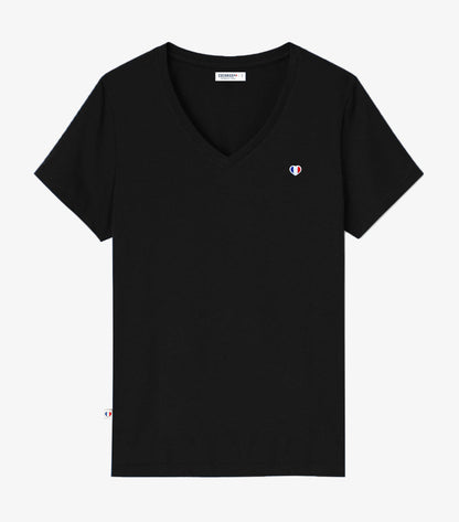 T-shirt col V Femme Noir - Iconique